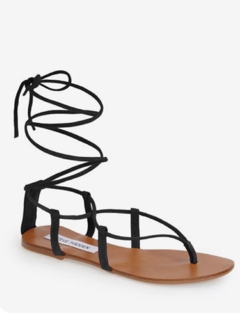 Steve Madden Werkit Ankle Wrap Gladiator Sandal Black Suede SZ 6.5